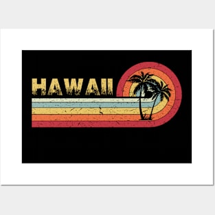 Hawaiian Vintage 80s Palm Trees Sunset Posters and Art